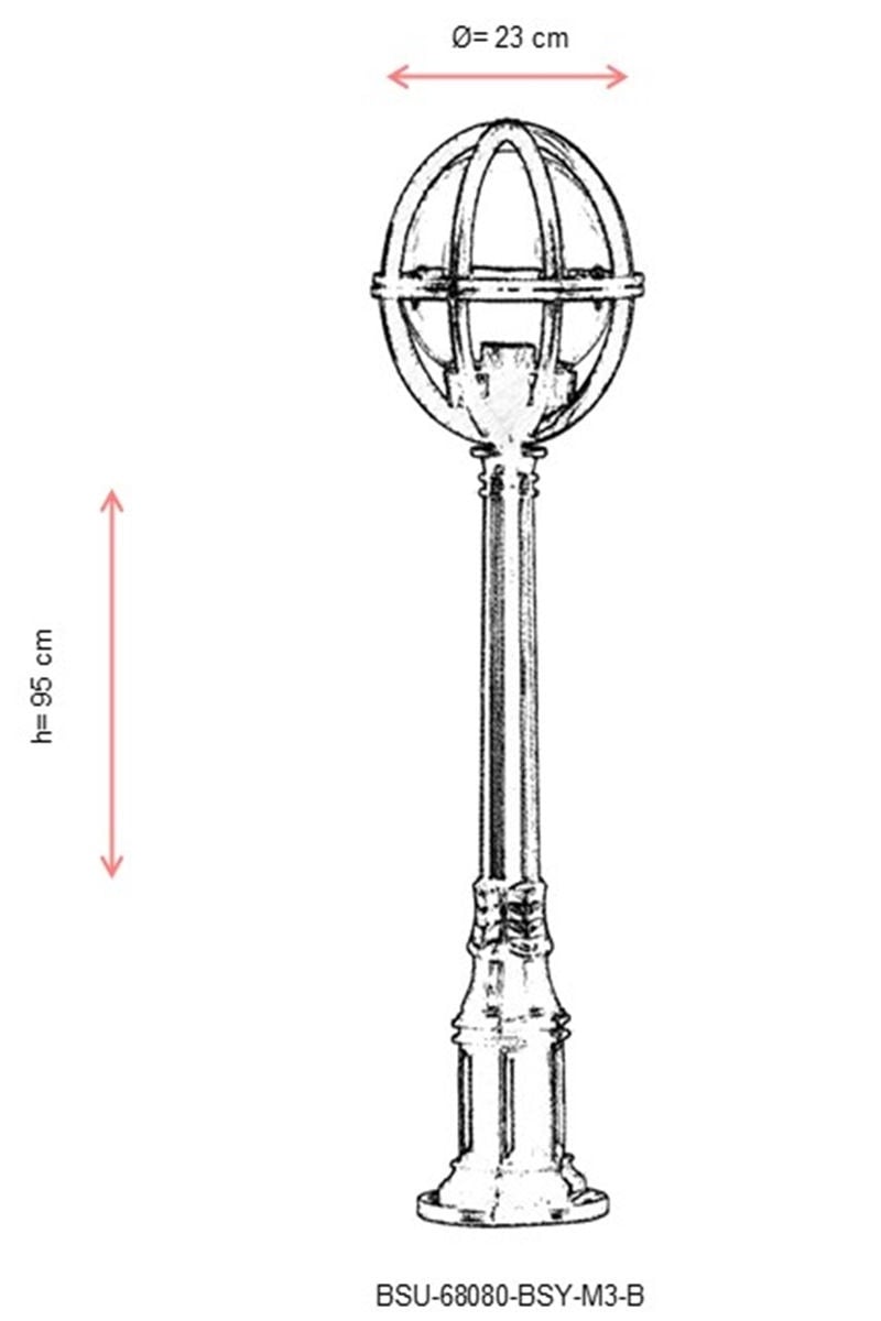 Lampadar de exterior M3B Negru 95x23 cm