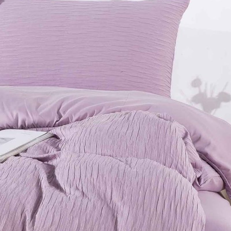 Lenjerie cu elastic 180x200cm, Creponata, Chrissie V3 Lavanda (Finet) - 1 | YEO