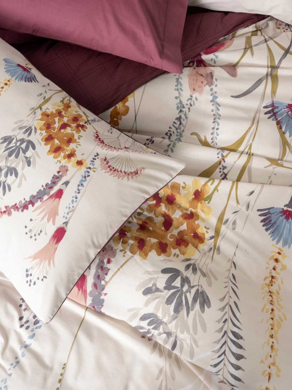 Lenjerie de pat 1 Persoana Model Flos Claret Red