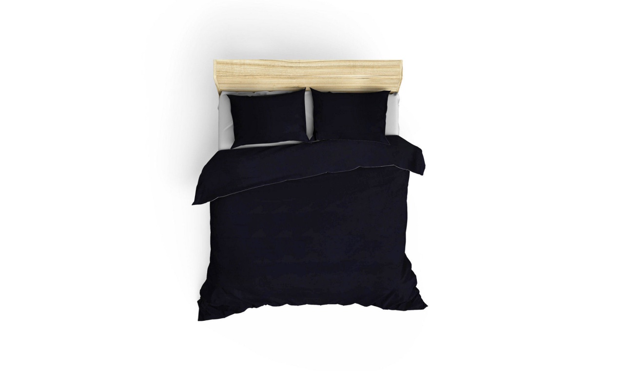 Lenjerie de pat dublu, Bumbac 100% Satinat Model Elegant Dark Blue - 1 | YEO