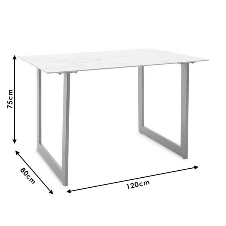 Masa Model Bristol, 120x80x75 cm, Marmorat/Auriu, Blat Sticla securizata