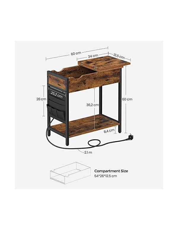 Masuta de Cafea Model Ana, 60x31x60 cm, Maro Rustic - 3 | YEO