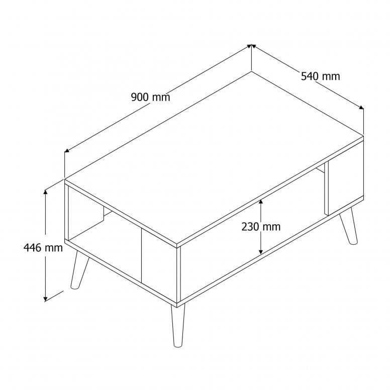 Masuta de Cafea Model Caldwell, 90x41.6x54 cm, Stejar