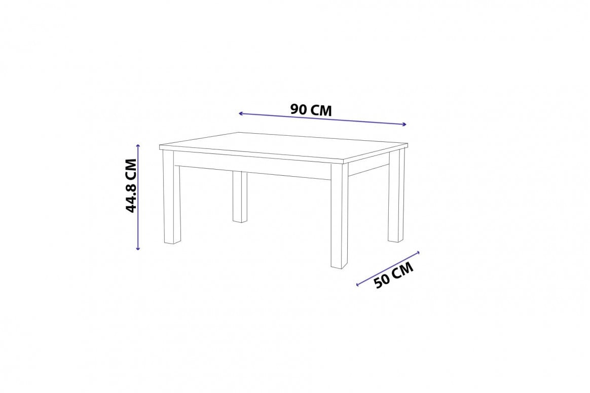 Masuta de Cafea Model Cole, 90x50x44.8 cm, Alb