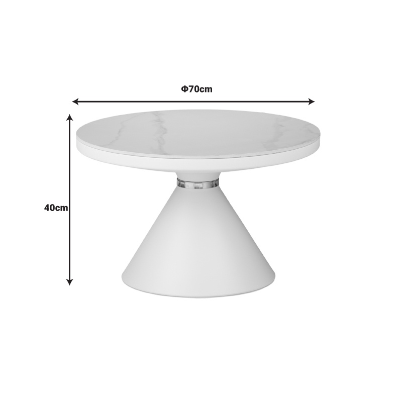 Masuta de Cafea Model Coozlin, Alb marmorat, D70x40 cm - 3 | YEO