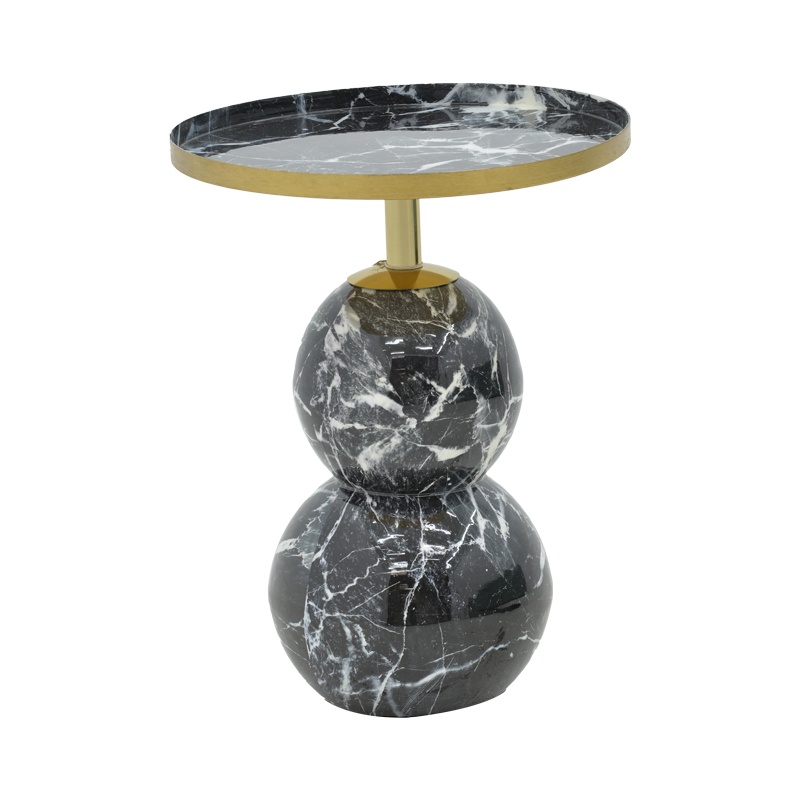 Masuta de Cafea Model Dearest, Negru marmorat/Auriu, D41x57 cm