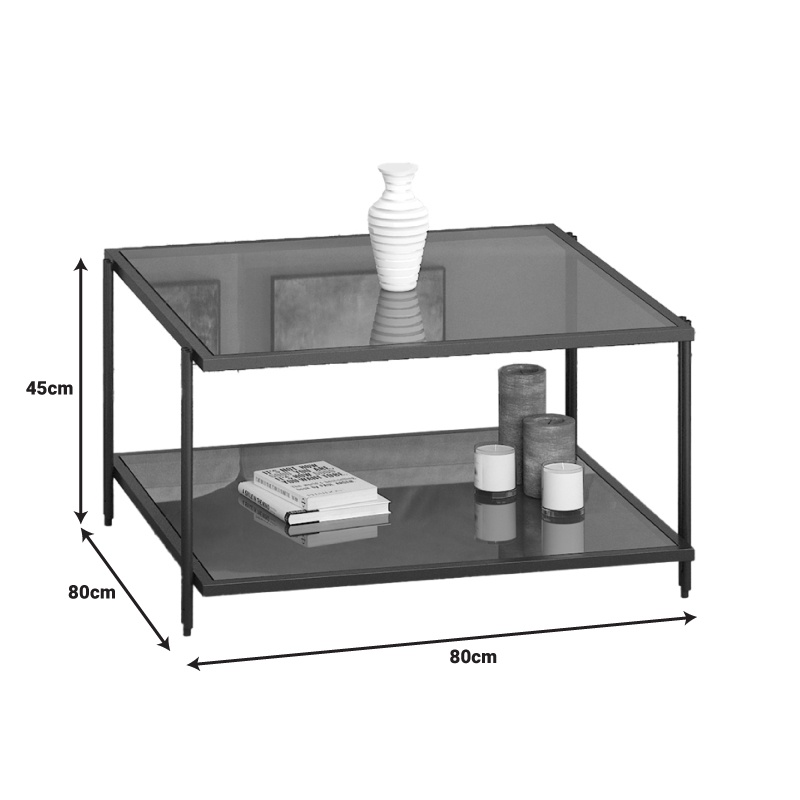 Masuta de Cafea Model Fuaca, Negru, 80x80x45 cm - 2 | YEO