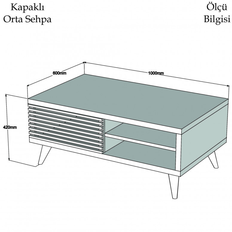 Masuta de Cafea Model Garrett, 100x60x42 cm, Alb/Nuc - 4 | YEO