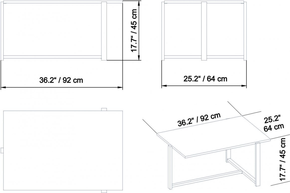 Masuta de Cafea Model Khan, 92x64x45 cm, Alb/Auriu