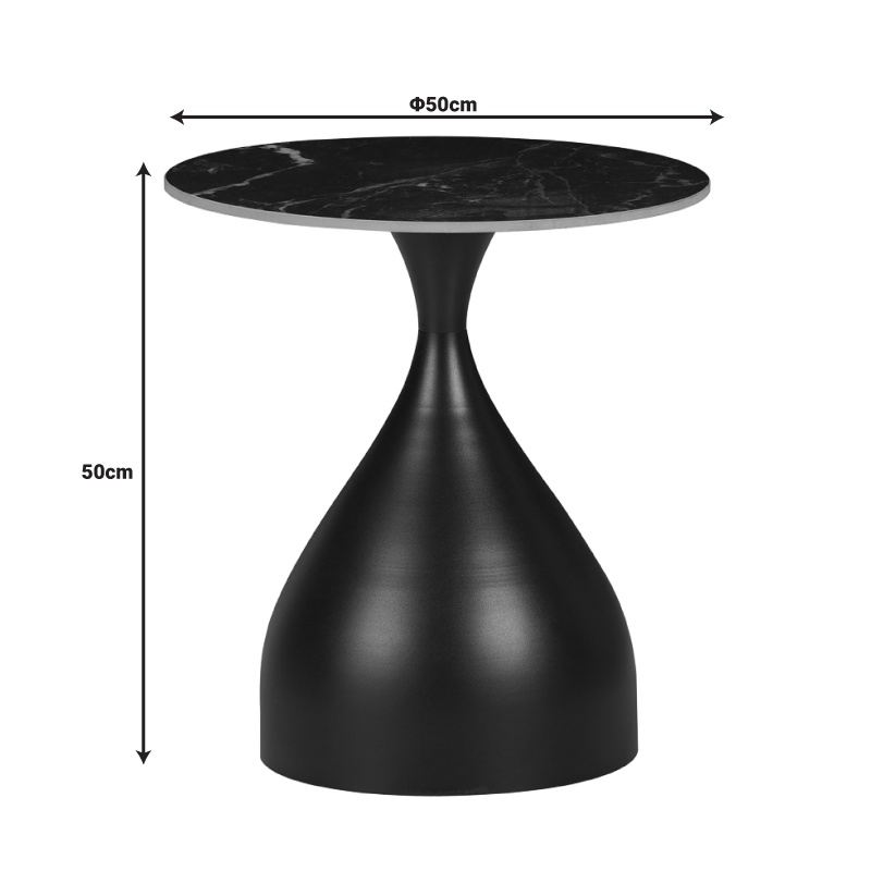 Masuta de Cafea Model Kirkene, Alb marmorat, D50x50 cm - 3 | YEO