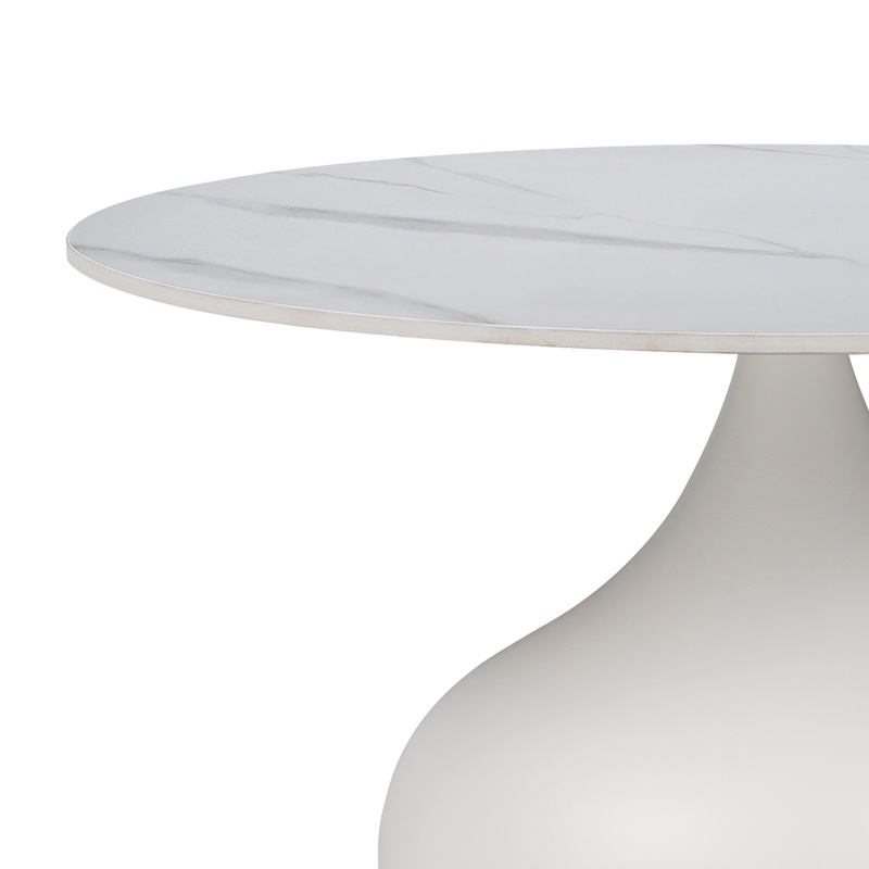 Masuta de Cafea Model Kirkene, Alb marmorat, D70x40 cm - 1 | YEO