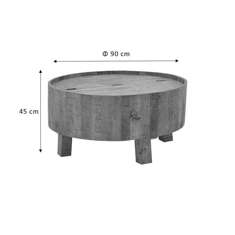 Masuta de Cafea Model Macie, 90x90x45 cm, Nuc, Lemn masiv