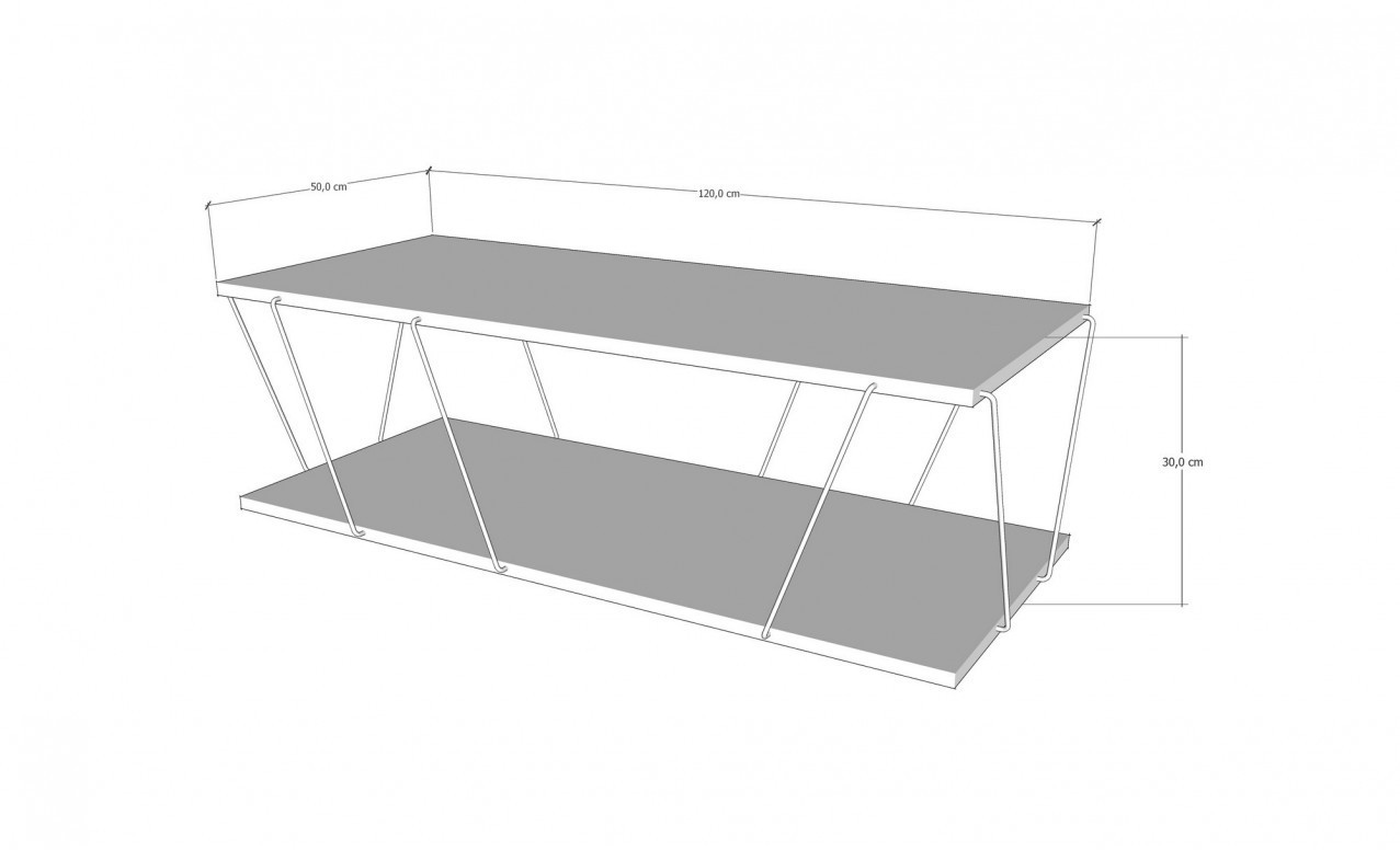 Masuta de Cafea Model Marquez, 120x50x30 cm, Pin/Negru - 3 | YEO