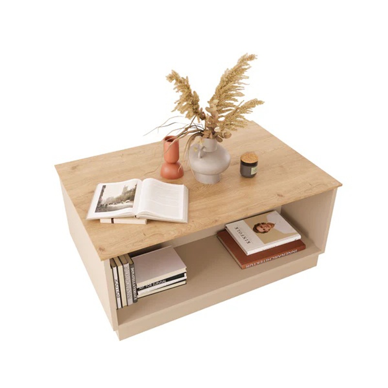 Masuta de Cafea Model Monik, Stejar/Gri deschis, 90x56x40 cm - 2 | YEO