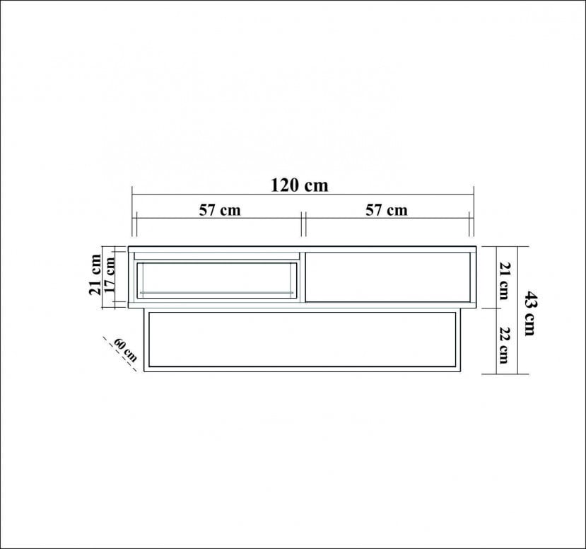 Masuta de Cafea Model Rollins, 120x60x43 cm, Nuc/Negru