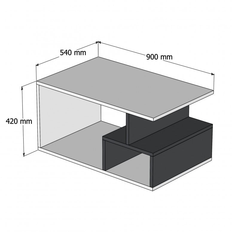 Masuta de Cafea Model Summers, 90x42x54 cm, Nuc inchis/Alb