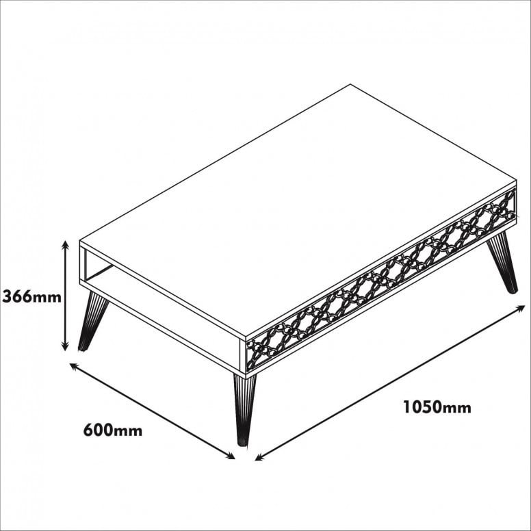 Masuta de Cafea Model Trevino, 105x60x36.6 cm, Nuc/Alb