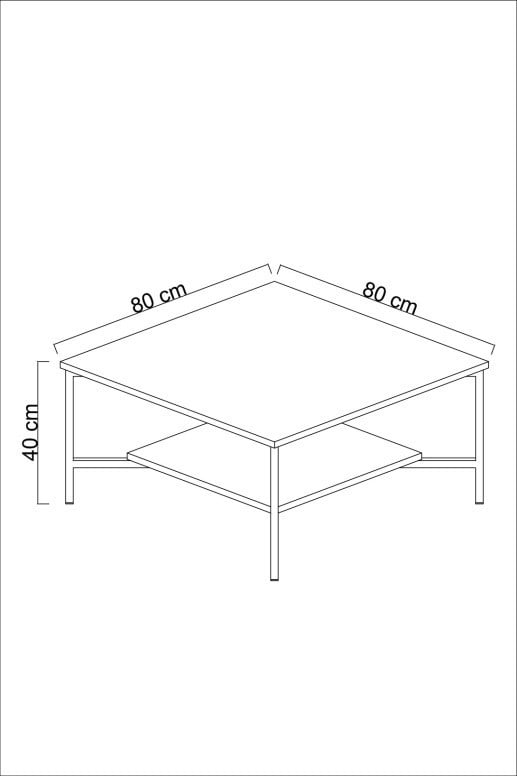 Masuta de Cafea Model Willow, 80X80X40 cm, Antracit/Negru