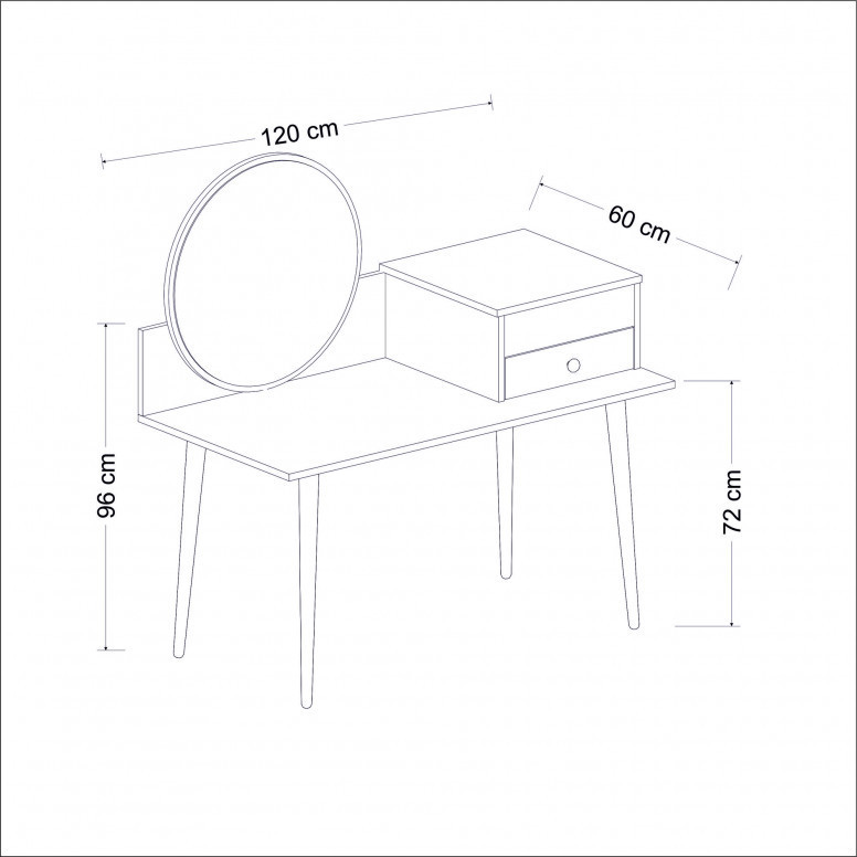 Masuta de Machiaj Model Arellano, 120x60x96 cm, Antracit/Nuc - 2 | YEO