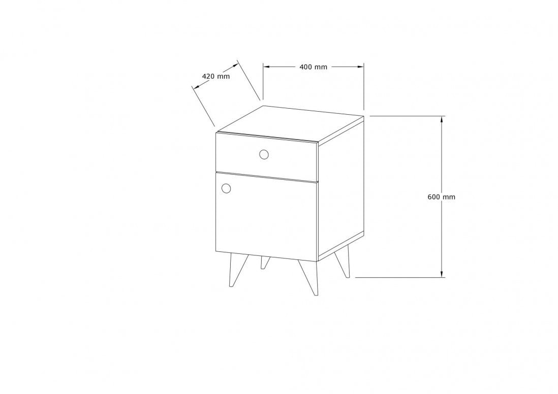 Noptiera Model Harding, Alb/Antracit, 40x42x60cm - 3 | YEO