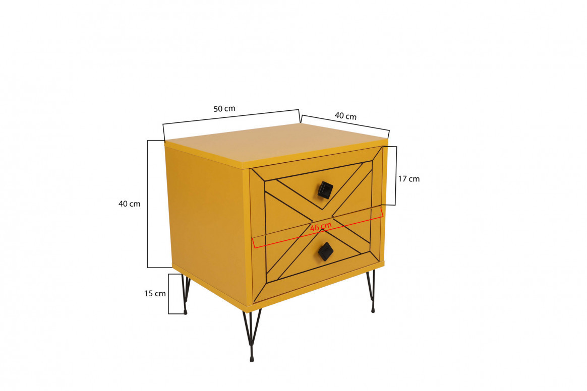 Noptiera Model Reeves, Galben, 50x40x55cm - 4 | YEO