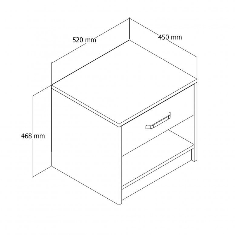 Noptiera Model Soto, Pin, 52x45x46.8cm