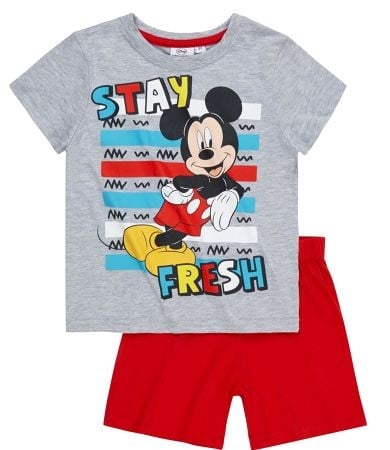 Pijama gri cu maneca scurta Mickey Mouse