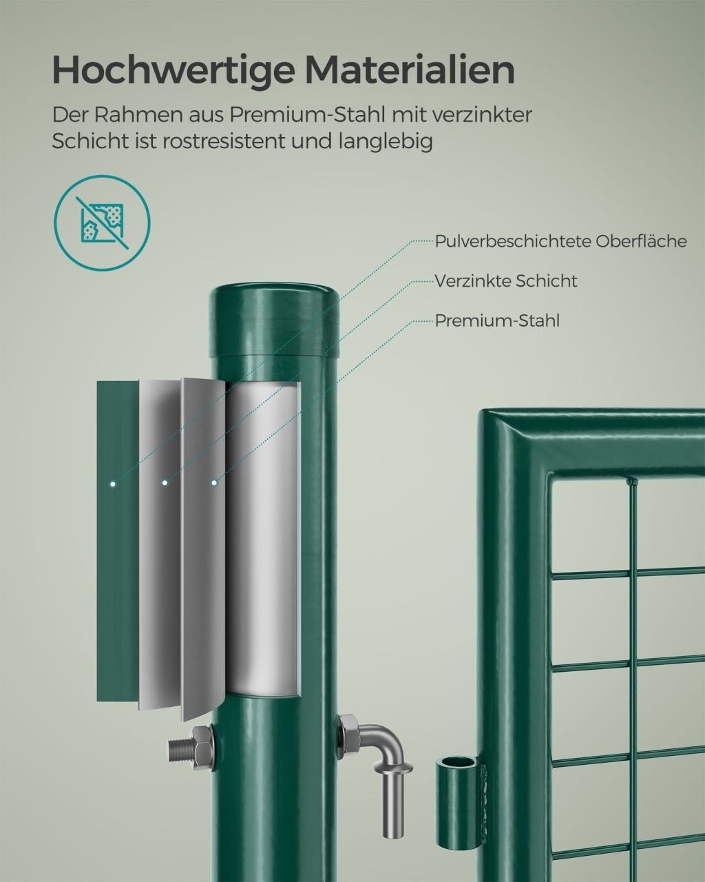 Poarta pentru gradina Songmics Verde 200x12 cm - 4 | YEO