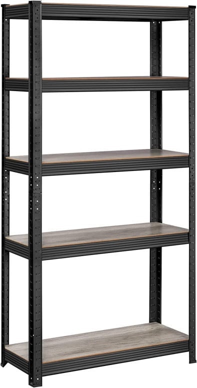 Raft cu 5 Polițe Model Xzavier, Negru, 30x75x150 cm