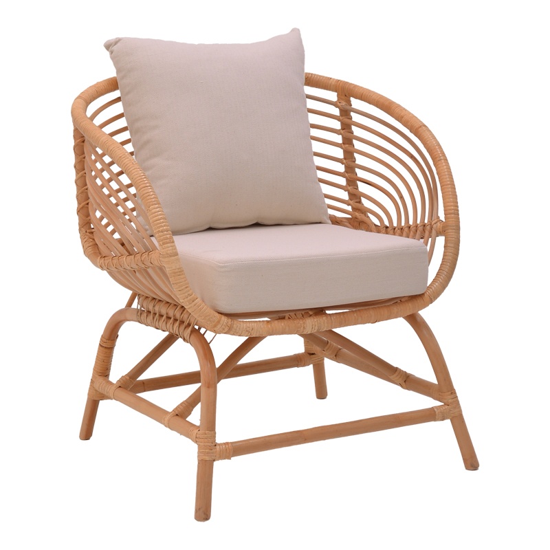 Scaun cu Brate Model Caxen, Natur/Alb, 72x63x75 cm