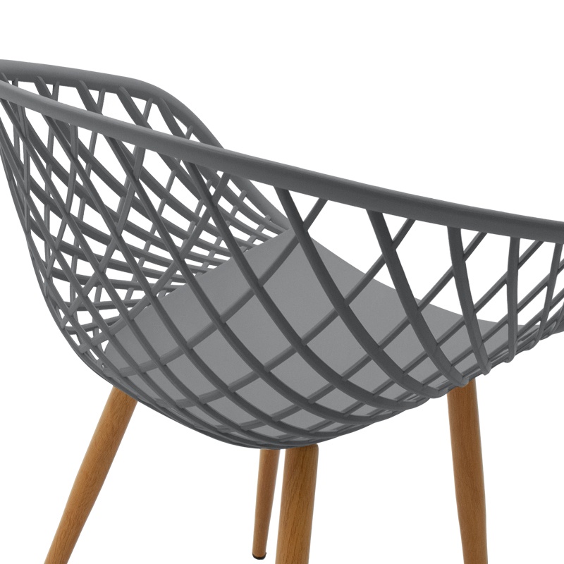 Scaun cu Brate Model Ezra, Gri/Natur, 62x42x82 cm - 4 | YEO