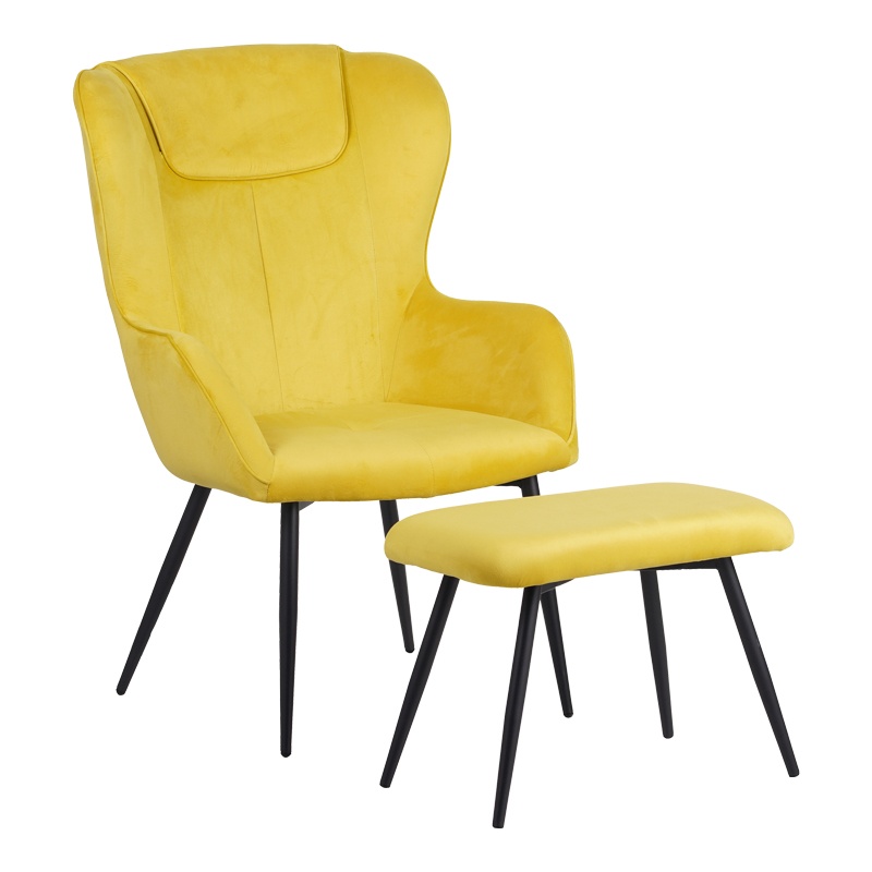Scaun cu Brate Model Rueda, Galben/Negru, 71.5x66.5x99 cm