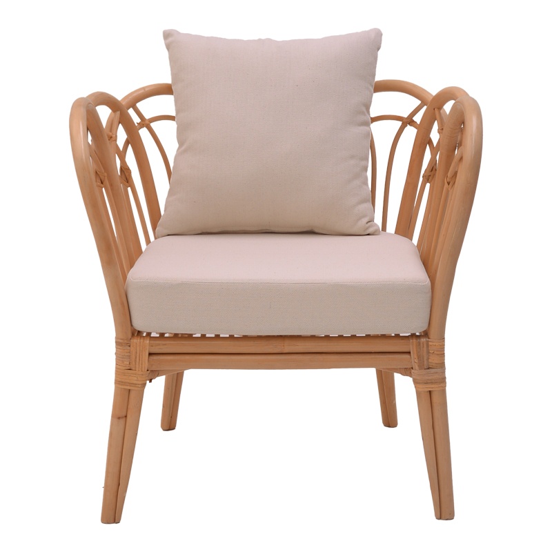 Scaun cu Brate Model Tania, Natur/Alb, 76x76x76 cm - 3 | YEO