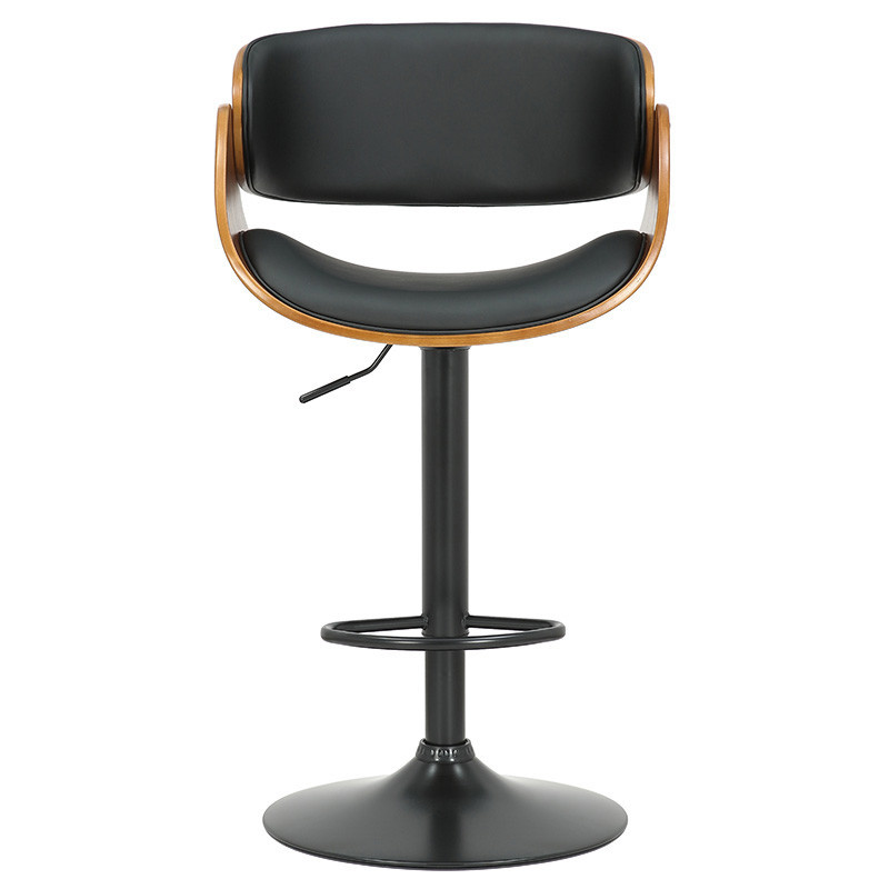 Scaun de bar, inaltime ajustabila, Model Hadley, Nuc/Negru, 54x59x113 cm - 3 | YEO
