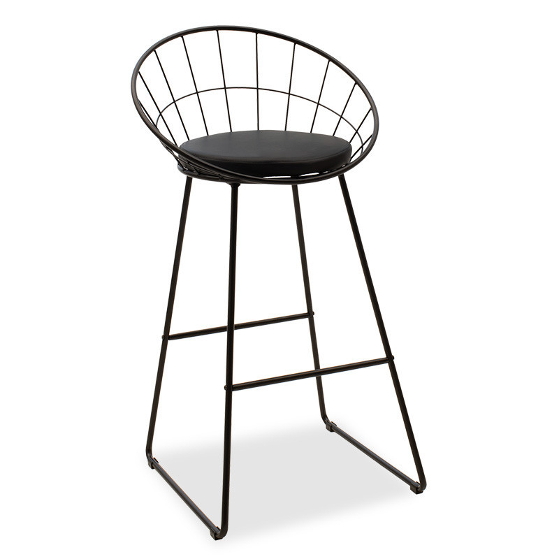 Scaun de bar Model Seth, Negru, 52x52x96 cm