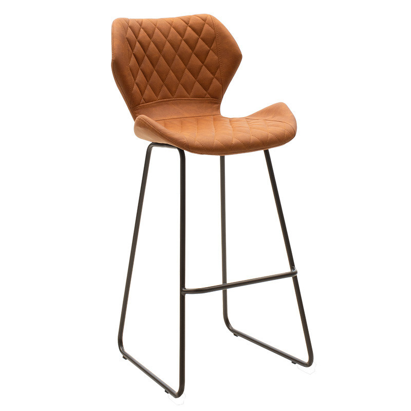 Scaun de bar Model Theo, Coniac/Negru, 48x51x103 cm