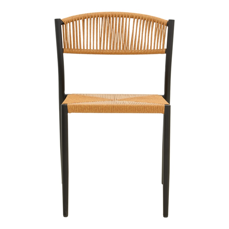 Scaun Gradina Cura, Stivuibil, Aluminiu/Ratan Sintetic, Negru/Natural, 50x58.5x78.5 cm - 5