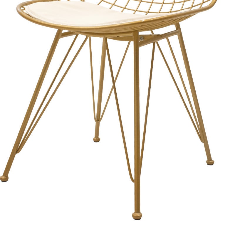 Scaun Model Taj, Auriu/alb, 49x58x88.5 cm