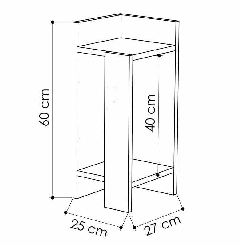 Set 2 Noptiere Model Brewer, Alb antichizat/Gri, 27x25x60cm