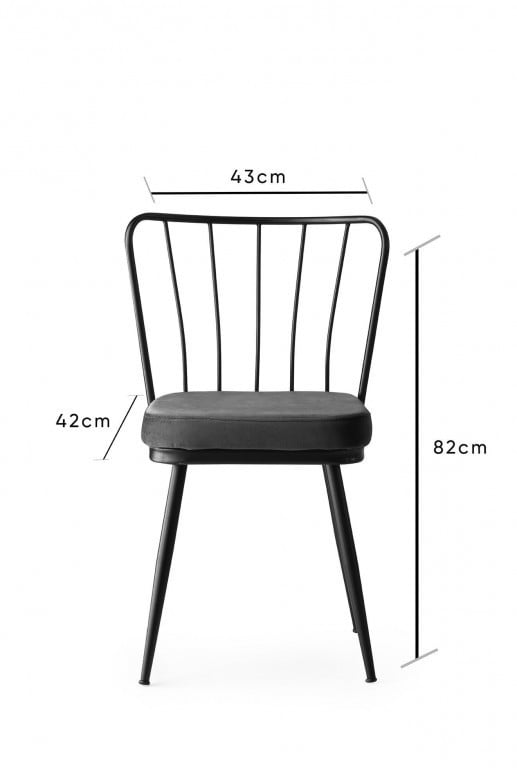 Set 2 scaune Model Star, Gri/Negru, 43x42x82 cm