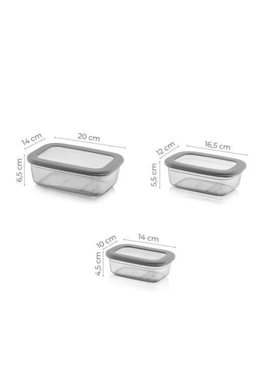 Set 3 cutii de depozitare alimente FOLYBNM-0254, Antracit - 3 | YEO