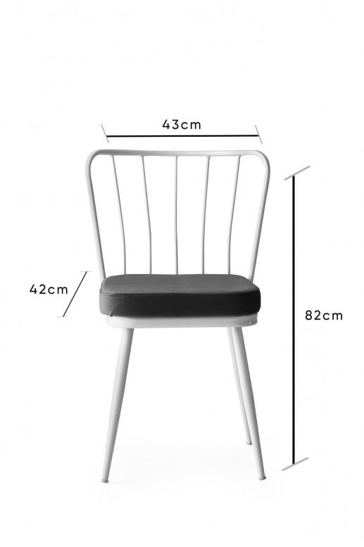 Set 4 scaune Model Star, Gri/Alb, 43x42x82 cm