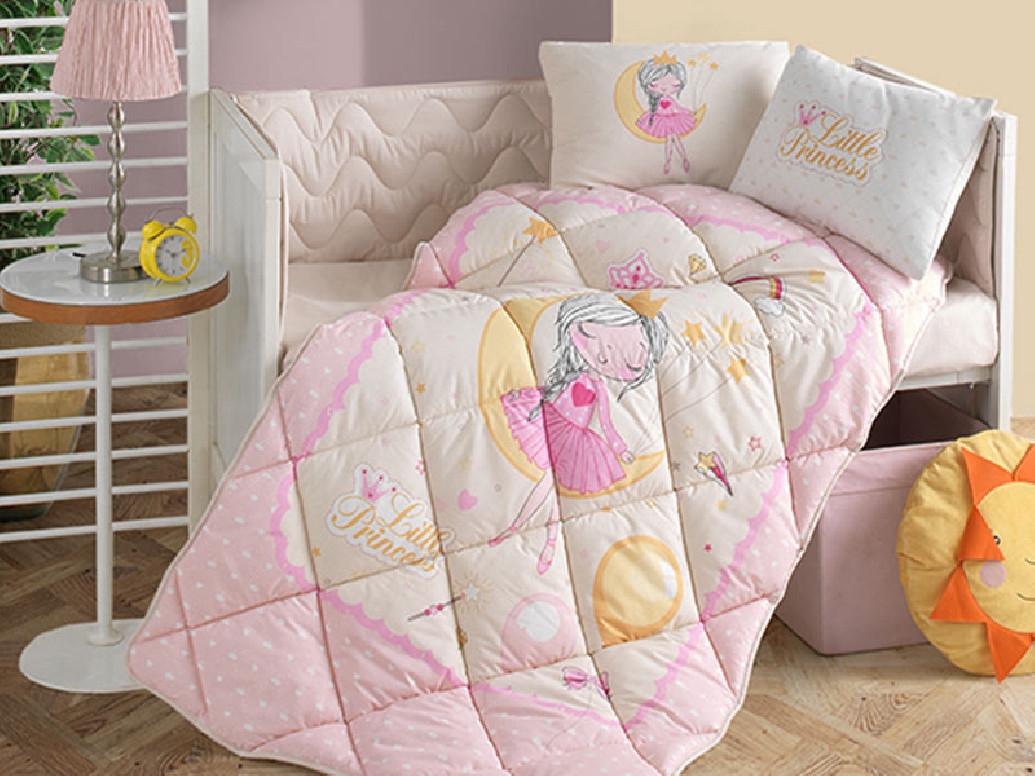 Set Complet Lenjerie Patut Bebe Moon Roz (Bumbac 100%)