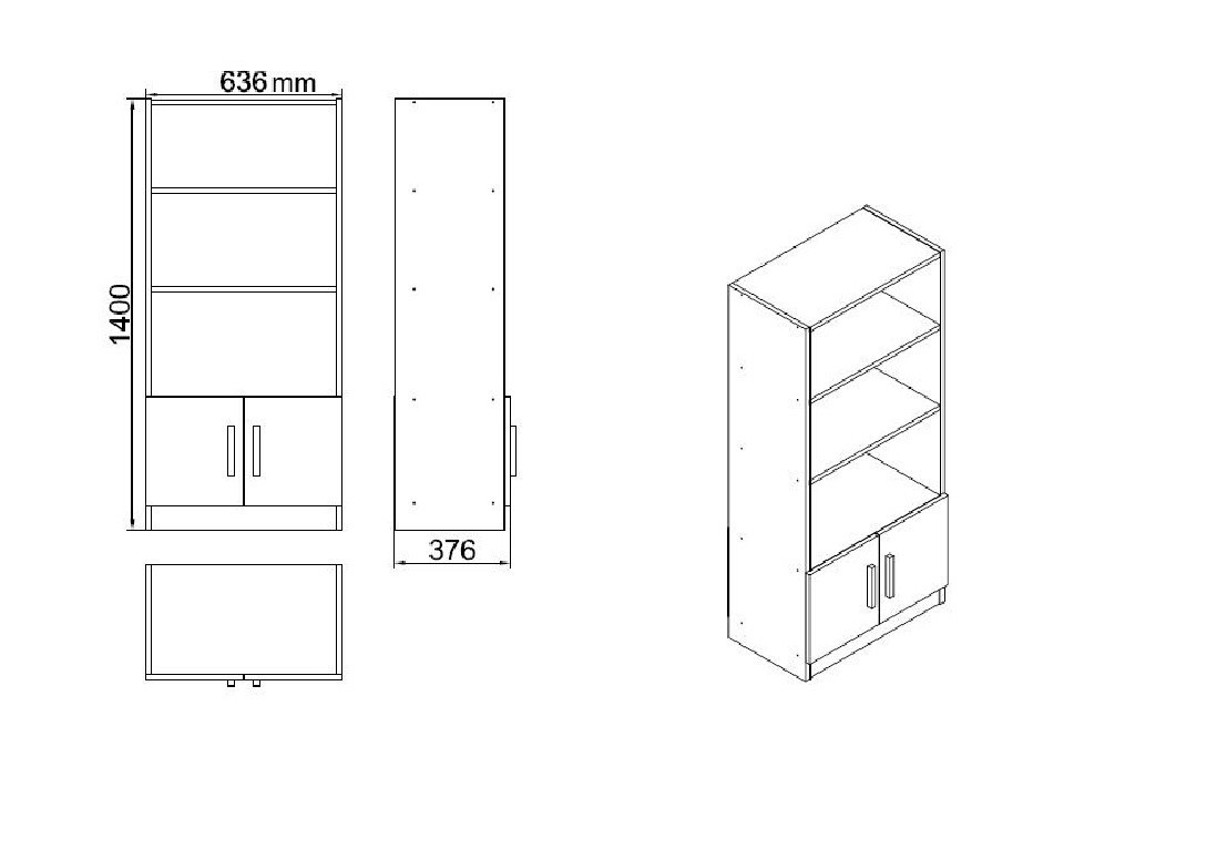 Set Complet Mobilier Birou Salvador, model VO15, 140x73.8x60 cm, Nuc/Antracit - 1 | YEO