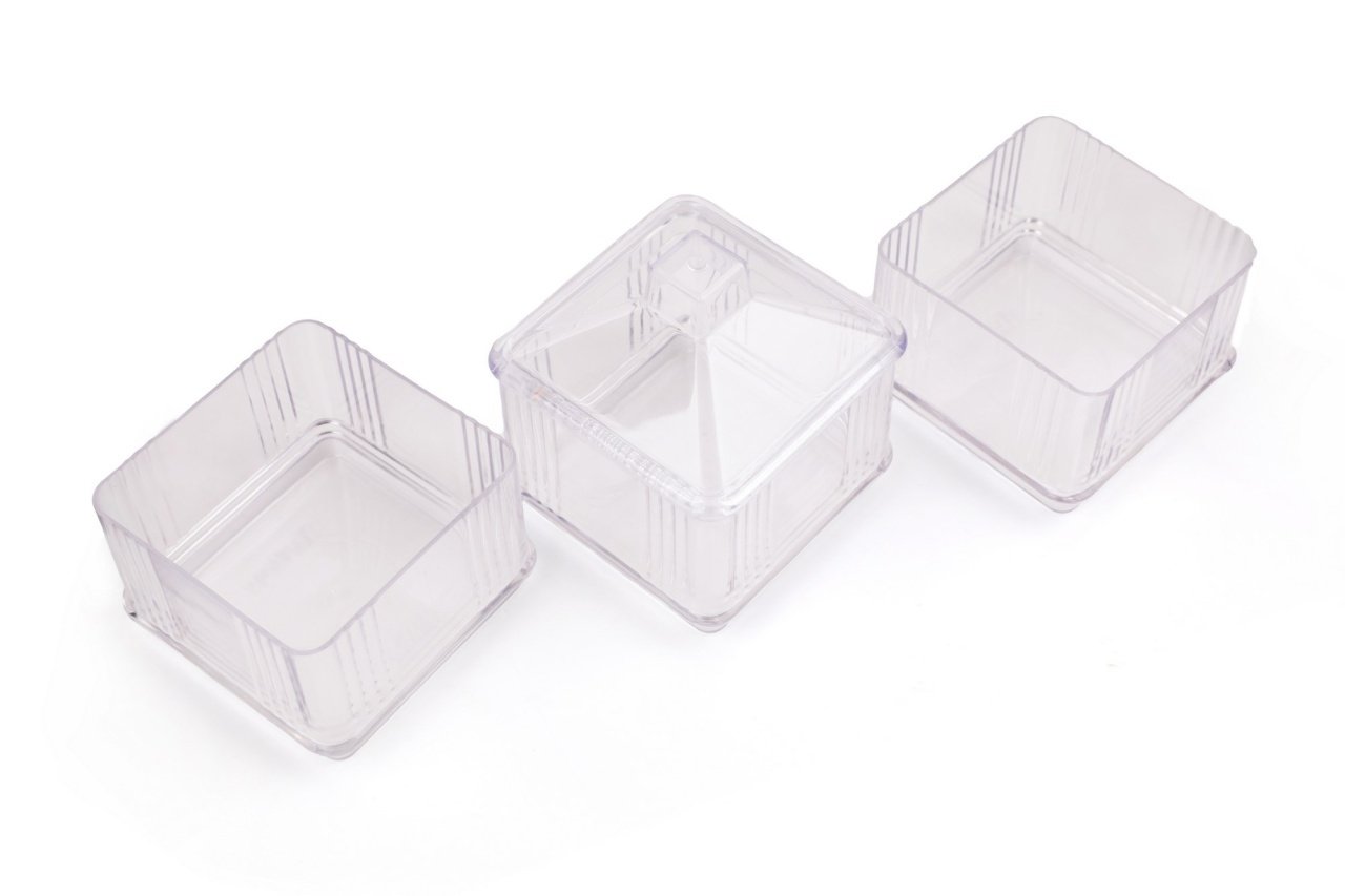 Set cutii de depozitare, 3 bucati Kareakrlk Transparent 10x10x28.5 cm - 3 | YEO