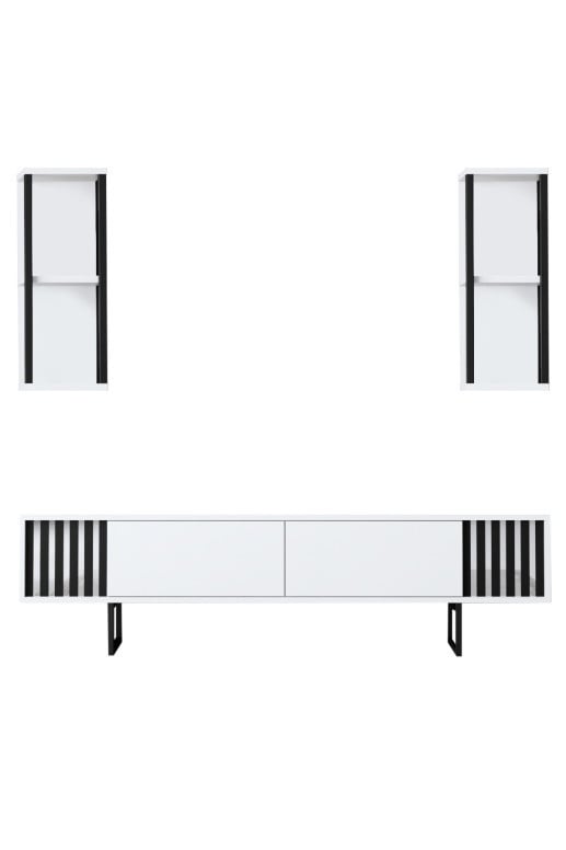 Set de mobilier pentru living Chrome, Alb- Negru