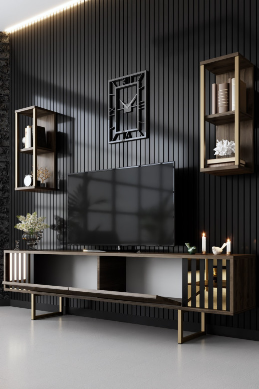 Set de mobilier pentru living Gold, Nuc Negru - 4 | YEO