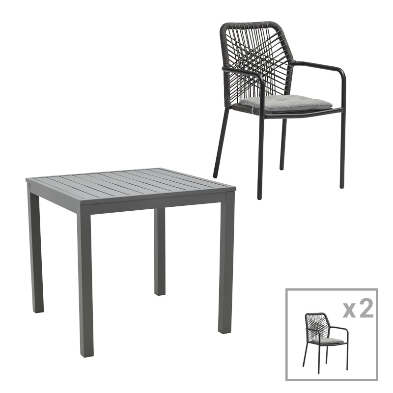 Set masă și scaune de exterior, 3 Piese, Model Kliton-Kherson, Antracit, 80x80x74 cm