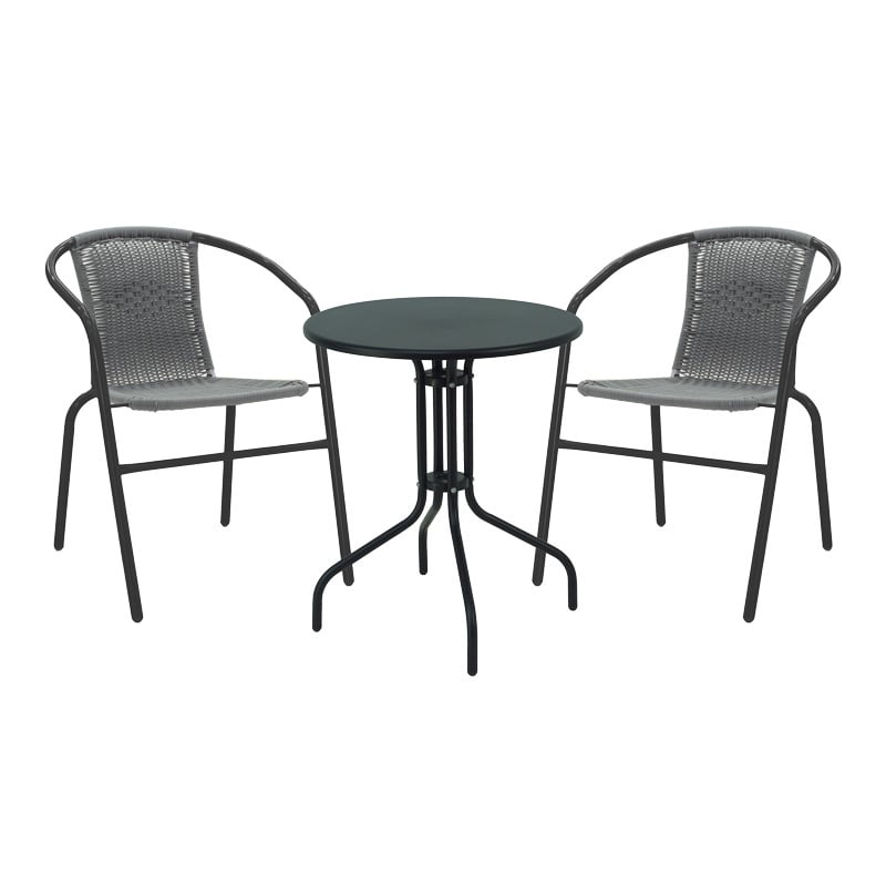 Set masă și scaune de exterior, 3 Piese, Model , Negru