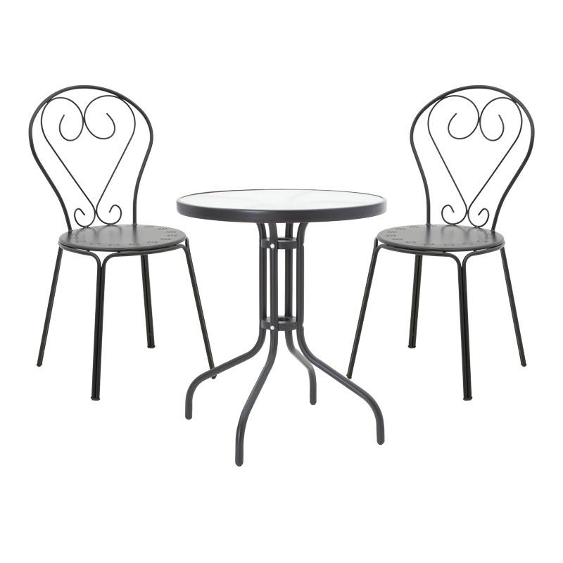 Set masă și scaune de exterior, 3 Piese, Model Watson-Chari, Negru